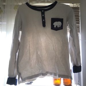 light grey and navy blue Ivory Ella henley shirt